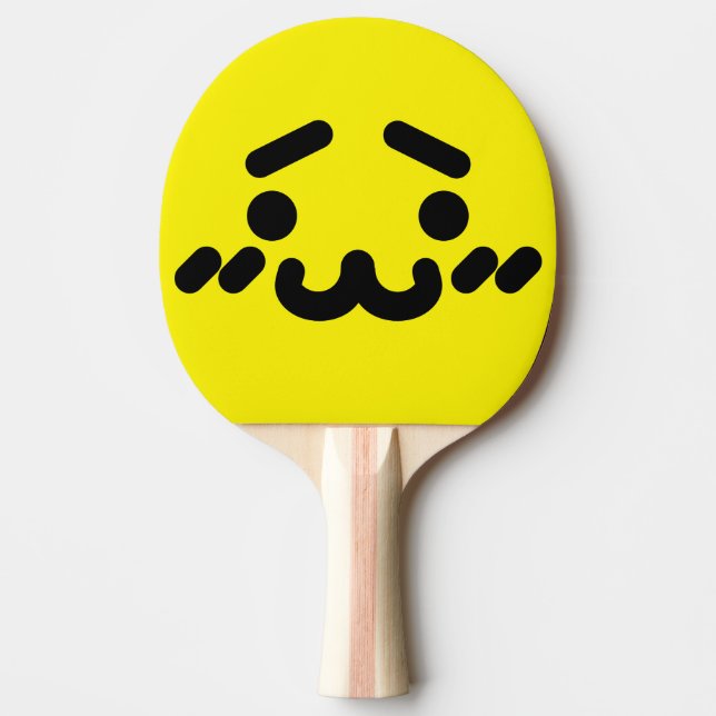 Raquete De Ping Pong Rosto Amarelo Fofo Desajeitado (Frente)