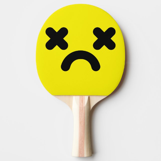Raquete De Ping Pong Rosto Amarelo Triste Atordoado (Frente)
