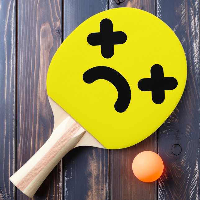 Raquete De Ping Pong Rosto Amarelo Triste e Atordoado (Criador carregado)