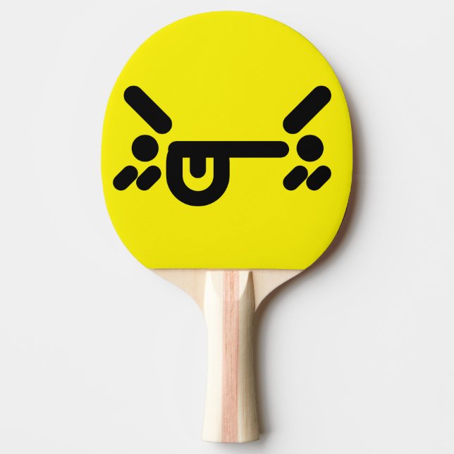 Raquete De Ping Pong Rosto Amarelo Zangado Malandro (Frente)
