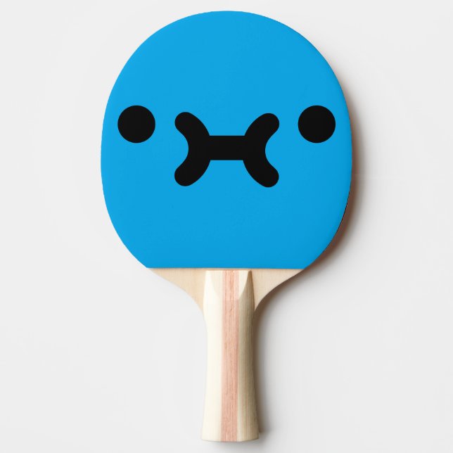 Raquete De Ping Pong Rosto Azul com Beicinho Fofo (Frente)