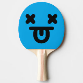 Raquete De Ping Pong Rosto Azul com Língua Para Fora Atordoado
