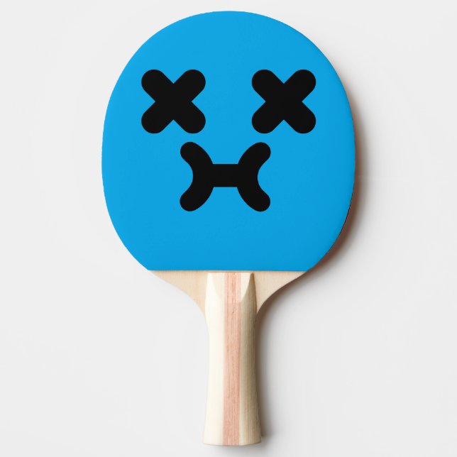 Raquete De Ping Pong Rosto Azul Emburrado Atordoado (Frente)