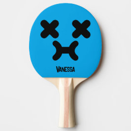 Raquete De Ping Pong Rosto Azul Emburrado Atordoado com Nome