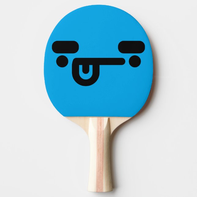 Raquete De Ping Pong Rosto Confuso Malicioso Azul (Frente)