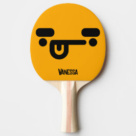 Raquete De Ping Pong Rosto Confuso Malicioso Laranja com Nome