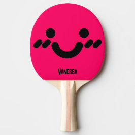 Raquete De Ping Pong Rosto Corado Fofo Rosa com Nome