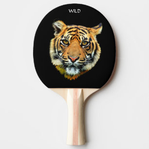 Raquete De Ping Pong Rosto de Animal Tigre Selvagem em Preto