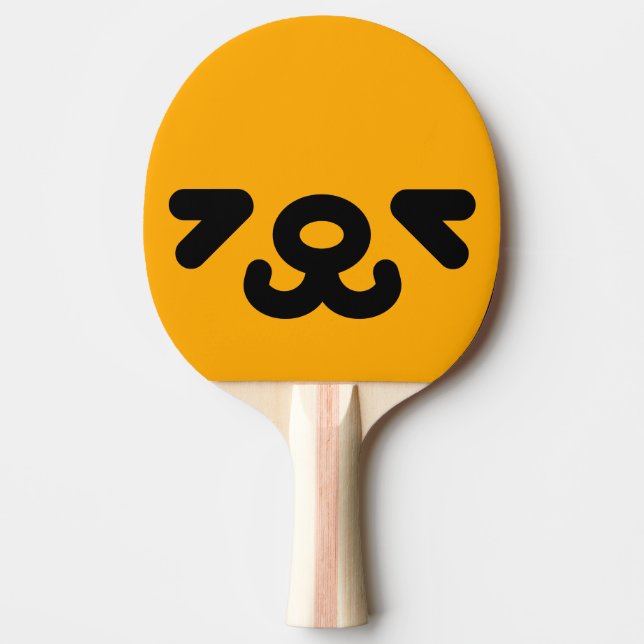 Raquete De Ping Pong Rosto de Cachorro Feliz Laranja (Frente)
