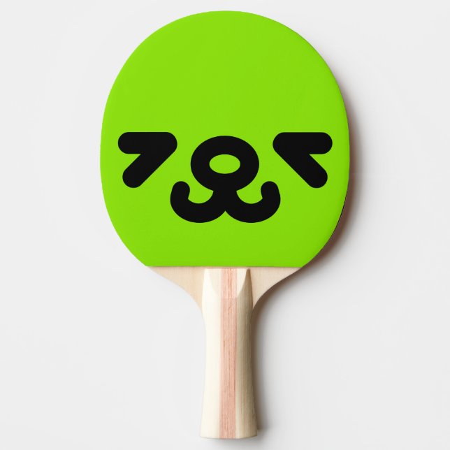 Raquete De Ping Pong Rosto de Cachorro Feliz Verde (Frente)