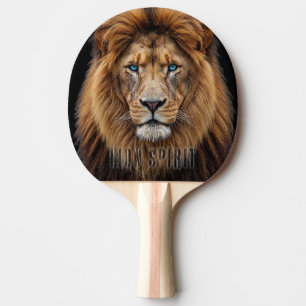 Raquete De Ping Pong Rosto de Leão Majestoso com Olhos Azuis   Anima Fa
