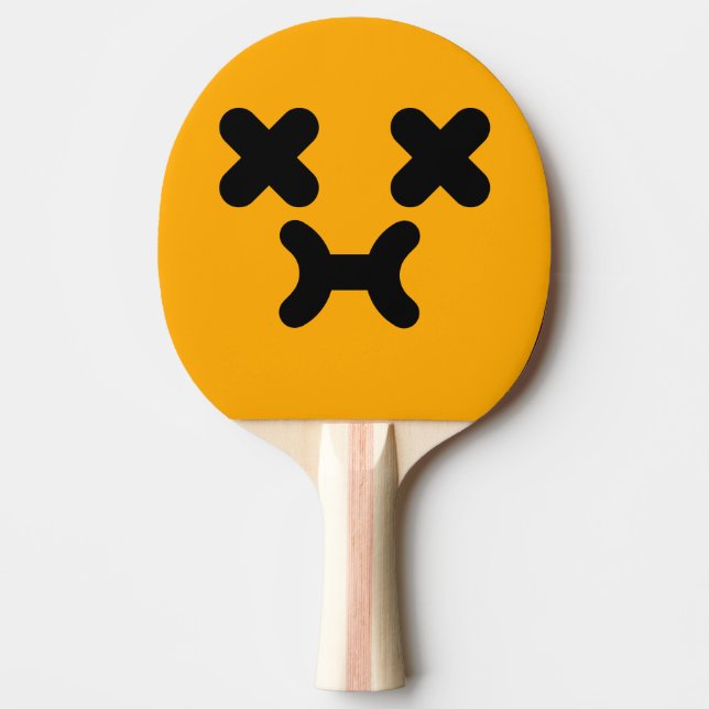 Raquete De Ping Pong Rosto Emburrado Atordoado Laranja (Frente)