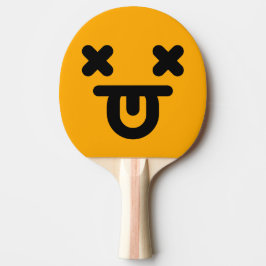 Raquete De Ping Pong Rosto Laranja Com Língua Para Fora Atordoado