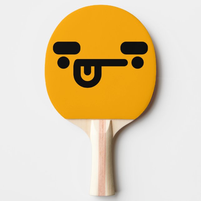 Raquete De Ping Pong Rosto Laranja Confuso Malicioso (Frente)