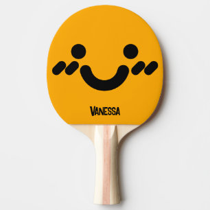 Raquete De Ping Pong Rosto Laranja Envergonhado Fofo com Nome