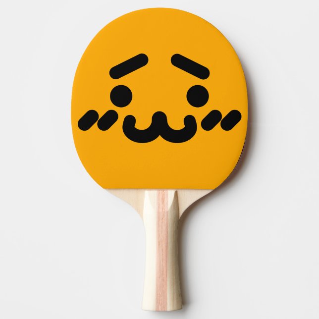 Raquete De Ping Pong Rosto Laranja Fofo Desajeitado (Frente)