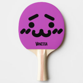 Raquete De Ping Pong Rosto Rocho Fofo Roxo com Nome