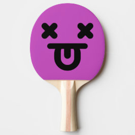 Raquete De Ping Pong Rosto Roxo Com Língua Para Fora Atordoado
