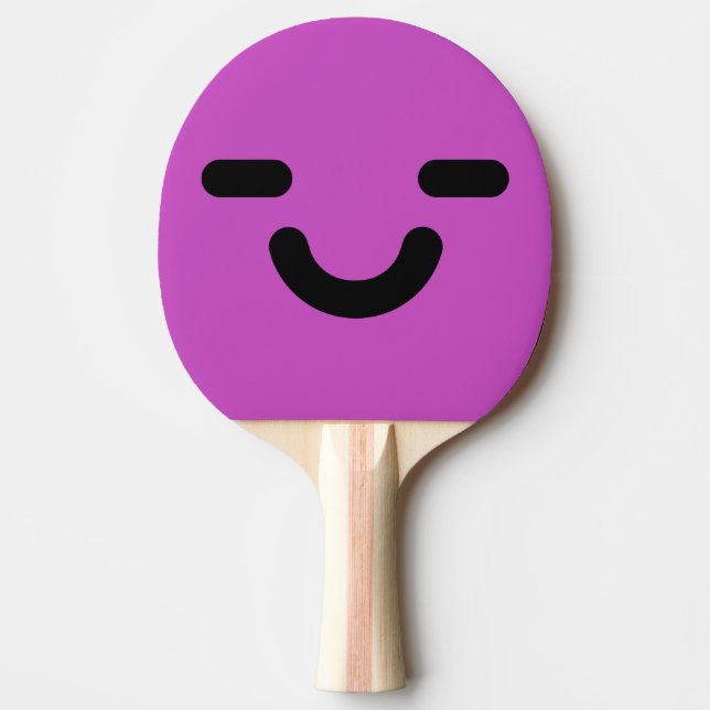 Raquete De Ping Pong Rosto Satisfeito Roxo  (Frente)