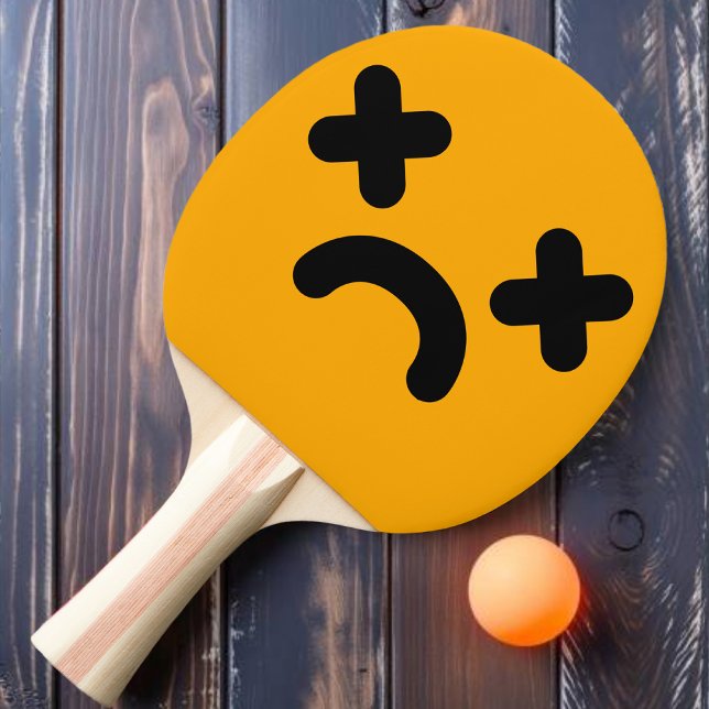 Raquete De Ping Pong Rosto Triste Atordoado Laranja  (Criador carregado)