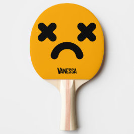 Raquete De Ping Pong Rosto Triste Atordoado Laranja com Nome