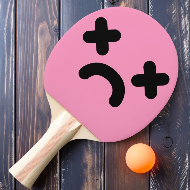 Raquete De Ping Pong Rosto Triste Atordoado Rosa Claro (Criador carregado)