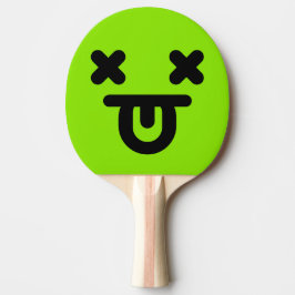 Raquete De Ping Pong Rosto Verde com Língua Para Fora Atordoado