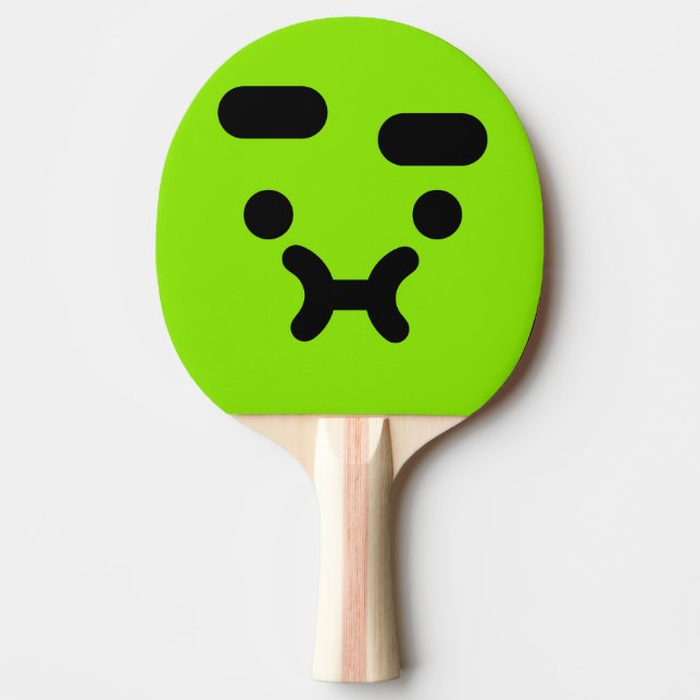 Raquete De Ping Pong Rosto Verde Confuso e Fofinho (Frente)