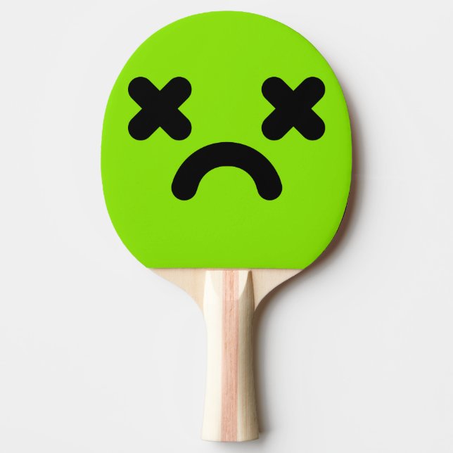 Raquete De Ping Pong Rosto Verde Triste Atordoado (Frente)