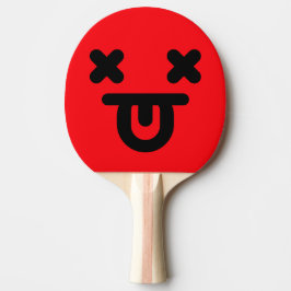 Raquete De Ping Pong Rosto Vermelho com Língua Para Fora Atordoado