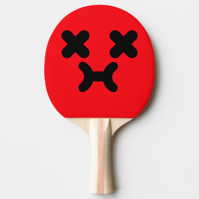 Raquete De Ping Pong Rosto Vermelho Emburrado Atordoado (Frente)