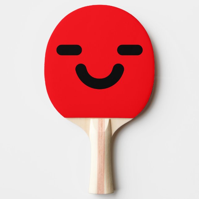 Raquete De Ping Pong Rosto Vermelho Satisfeito (Frente)