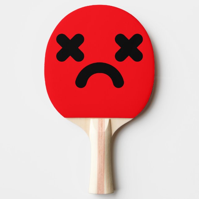 Raquete De Ping Pong Rosto Vermelho Triste Atordoado (Frente)