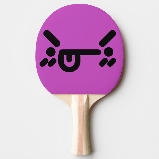Raquete De Ping Pong Rosto Zangado Malicioso Roxo  (Frente)