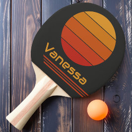 Raquete De Ping Pong Rotação Retro Pôr do Sol da Meia-Noite