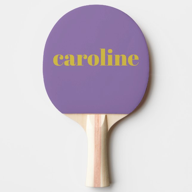 Raquete De Ping Pong Roxo Brilhante e Moderno Amarelo Personalizado (Frente)