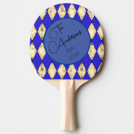 Raquete De Ping Pong Royal Blue e Dourado Nome da Família Moderna Harle