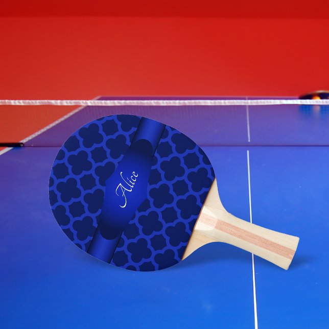 Raquete De Ping Pong Royal Blue Quatrefoil Personalizado (Criador carregado)