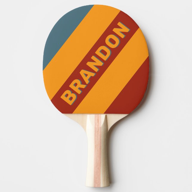Raquete De Ping Pong Rtro Sunrise em faixas de latas com nome (Frente)