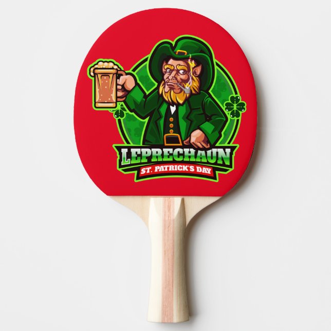 Raquete De Ping Pong Rua, Leprechaun do Dia de Patrick (Frente)