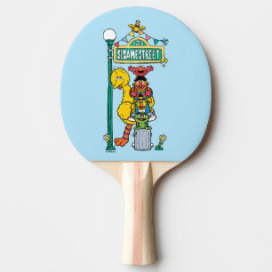 Raquete De Ping Pong Rua Sésamo Sob o Sésamo Street Sign