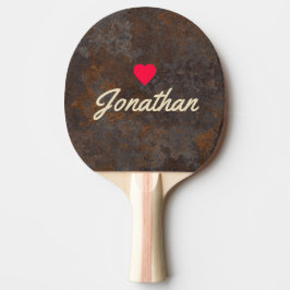 Raquete De Ping Pong Rusted Metal Sheet Vintage Heart Signature
