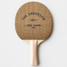 Raquete De Ping Pong Saco de aniagem marrom vintage nome da família à b