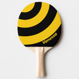 Raquete De Ping Pong Safety Bee Nostalgic Circle Stripe with Name