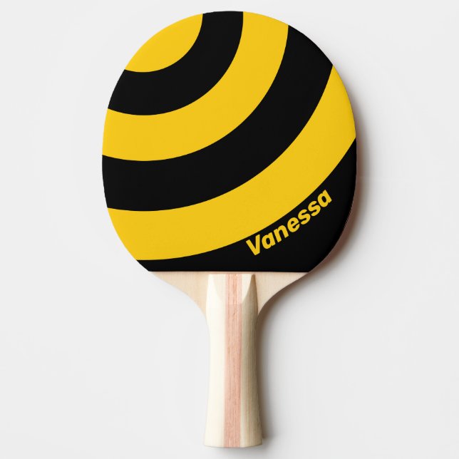 Raquete De Ping Pong Safety Bee Nostalgic Circle Stripe with Name (Frente)