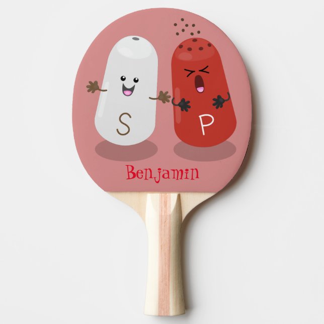 Raquete De Ping Pong Sal kawaii e cartografia dos pimentões (Frente)