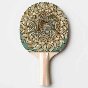 Raquete De Ping Pong Sangue de girassol em fundo azul-esverdeado