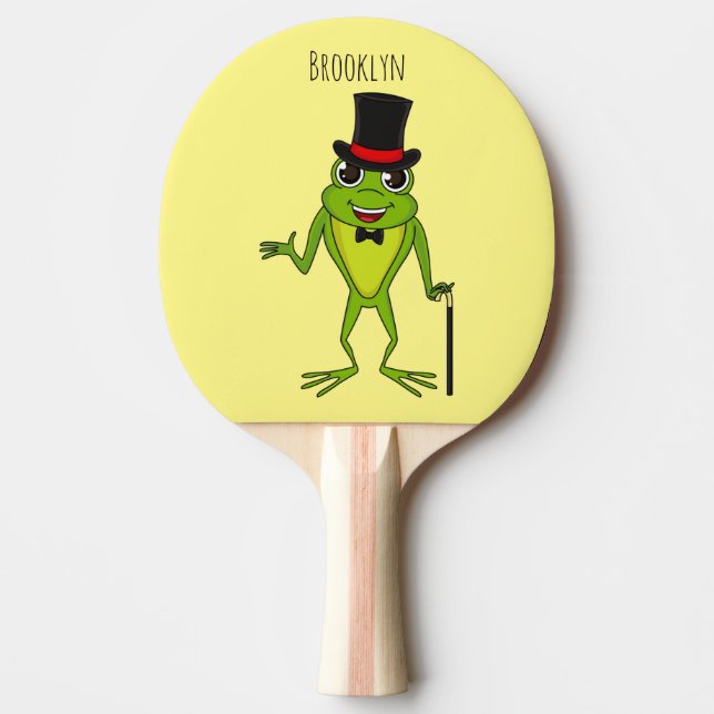Raquete De Ping Pong Sapo engraçado com um desenho de chapéu superior (Frente)