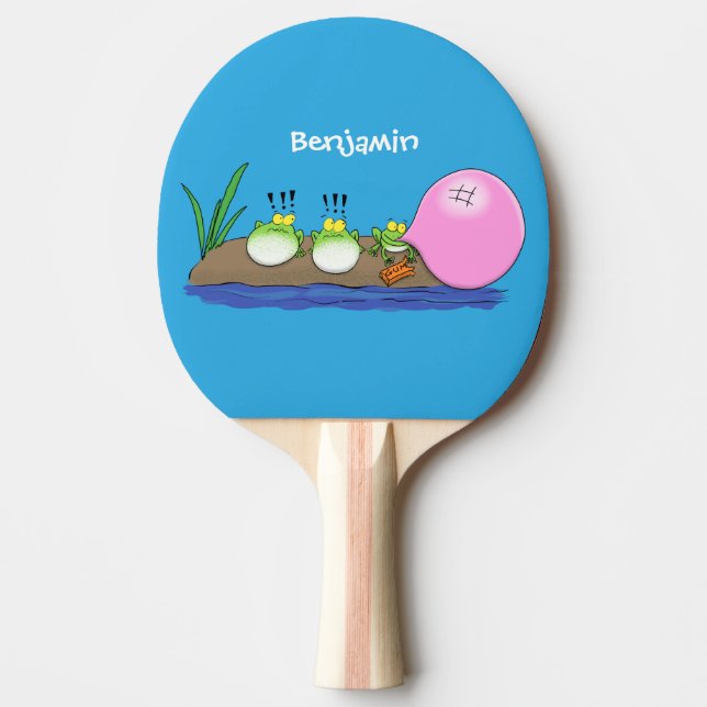 Raquete De Ping Pong Sapos engraçados bonitos ilustração de desenho ani (Frente)