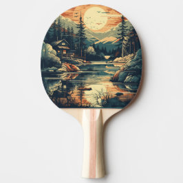 Raquete De Ping Pong Scandinávia Retro Art Mountain Home
